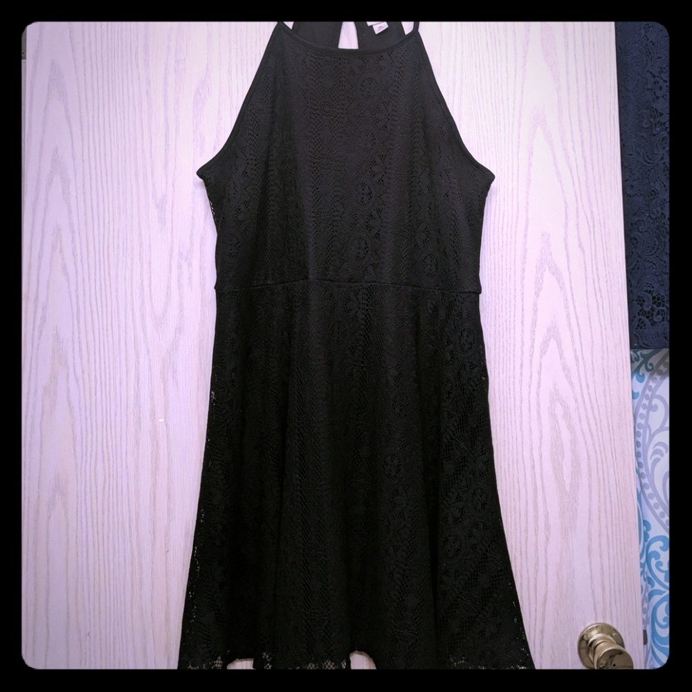 Knit crochet black dress